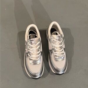 CHANEL Men’s Silver and White Sneakers Size 12
